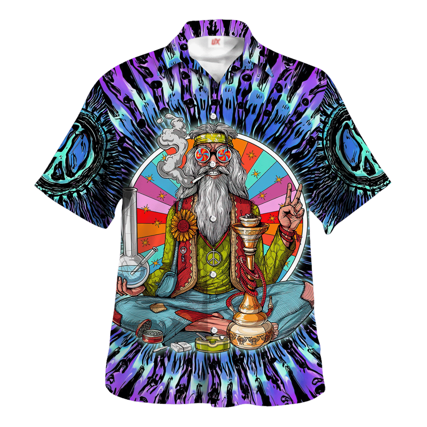 Hippie Hawaiian Shirt Vintage Psychedelic Summer Style HBL-HP-07