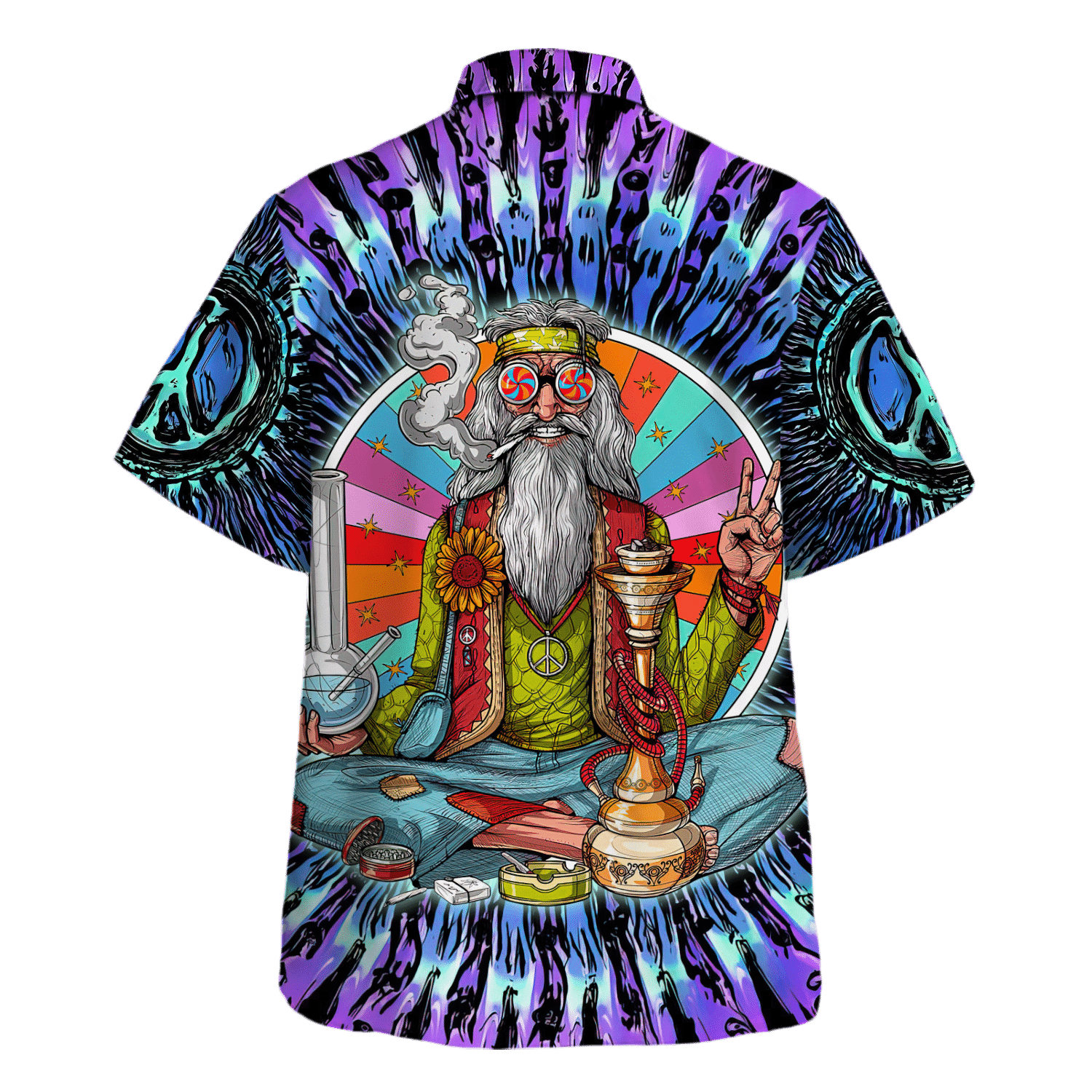 Hippie Hawaiian Shirt Vintage Psychedelic Summer Style HBL-HP-07