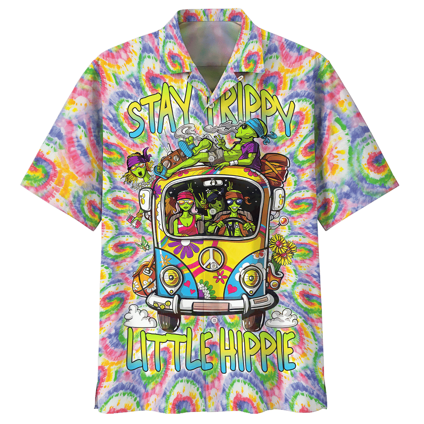 Hippie Hawaiian Shirt Psychedelic 70s Beach Style HBL-HP-13