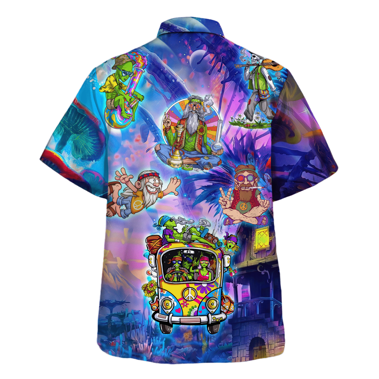 Hippie Hawaiian Shirt Vintage Peace Sign Festival Style HBL-HP-15