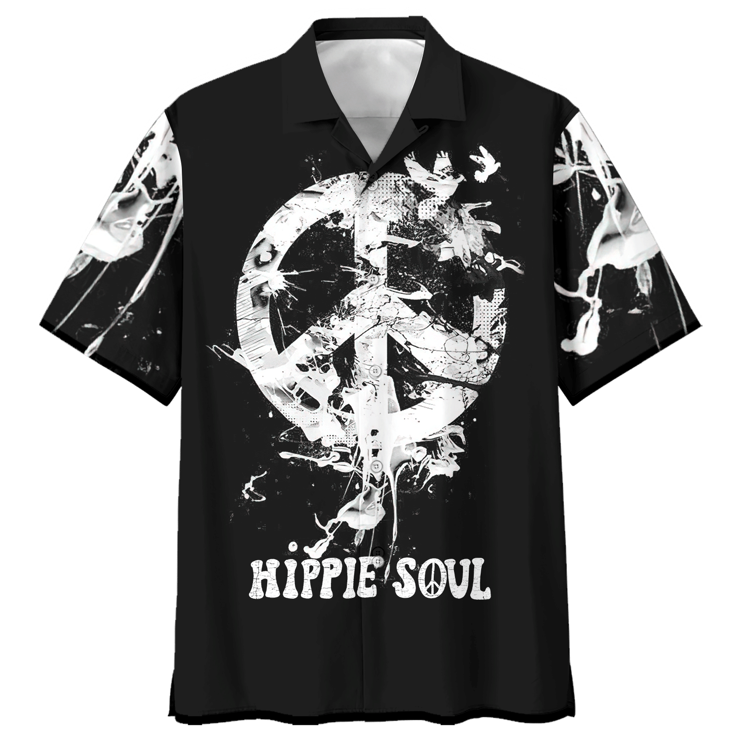 Hippie Hawaiian Shirt Vintage 70s Peace Sign Style NV-HIPPIE-11