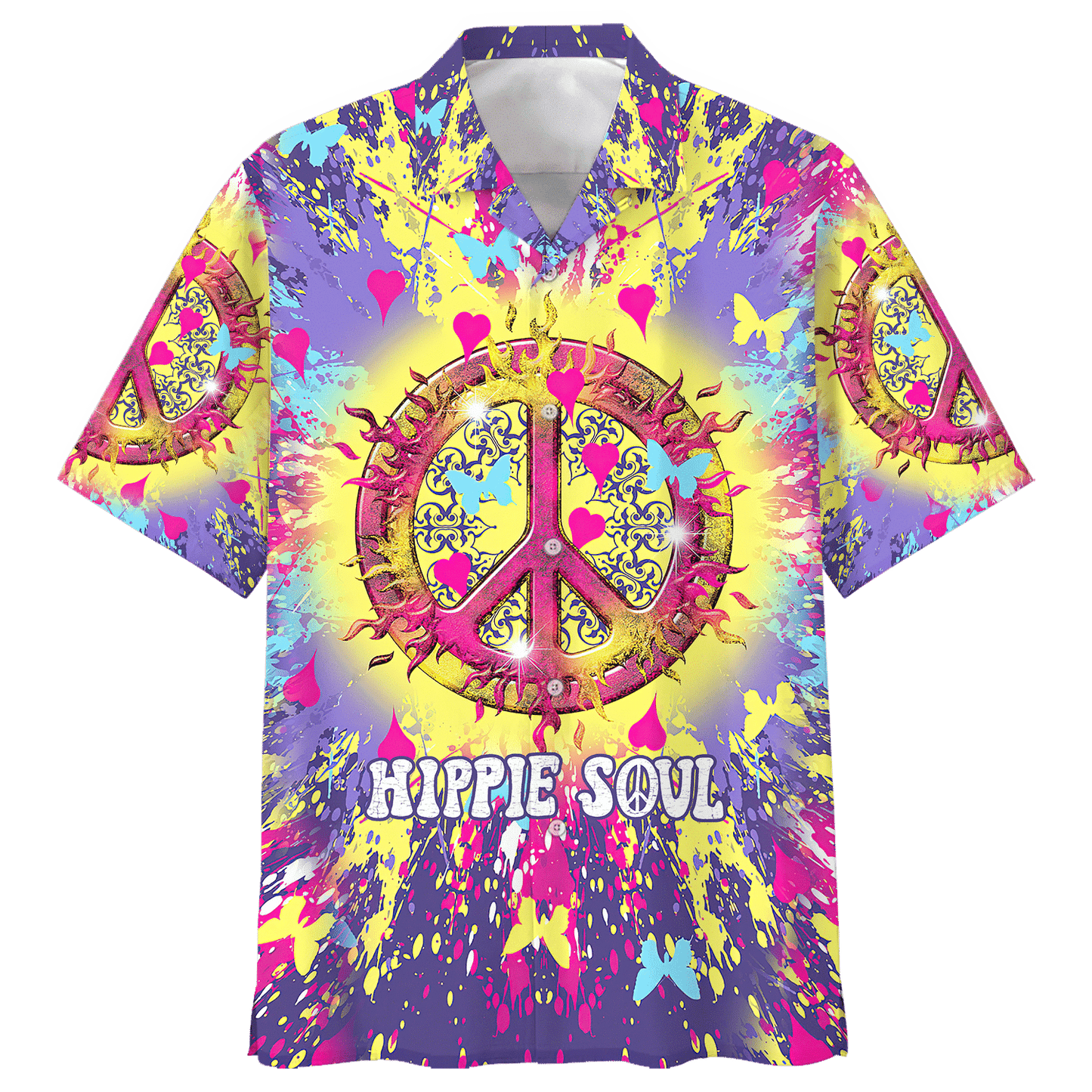 Hippie Hawaiian Shirt Groovy 70s Festival Beach Style NV-HIPPIE-12