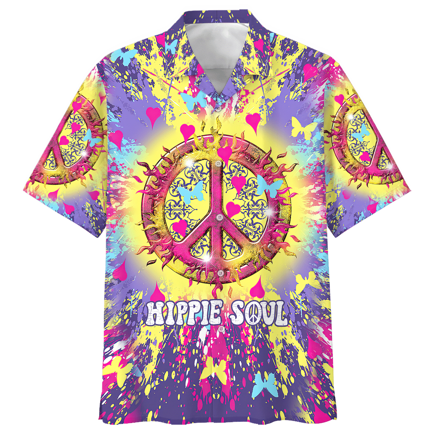 Hippie Hawaiian Shirt Groovy 70s Festival Beach Style NV-HIPPIE-12