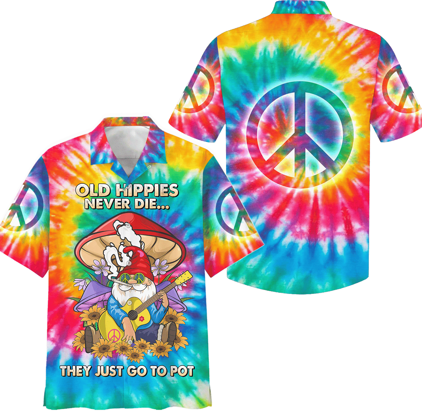 Hippie Hawaiian Shirt Retro Peace Love Beach Style NV-HIPPIE-15