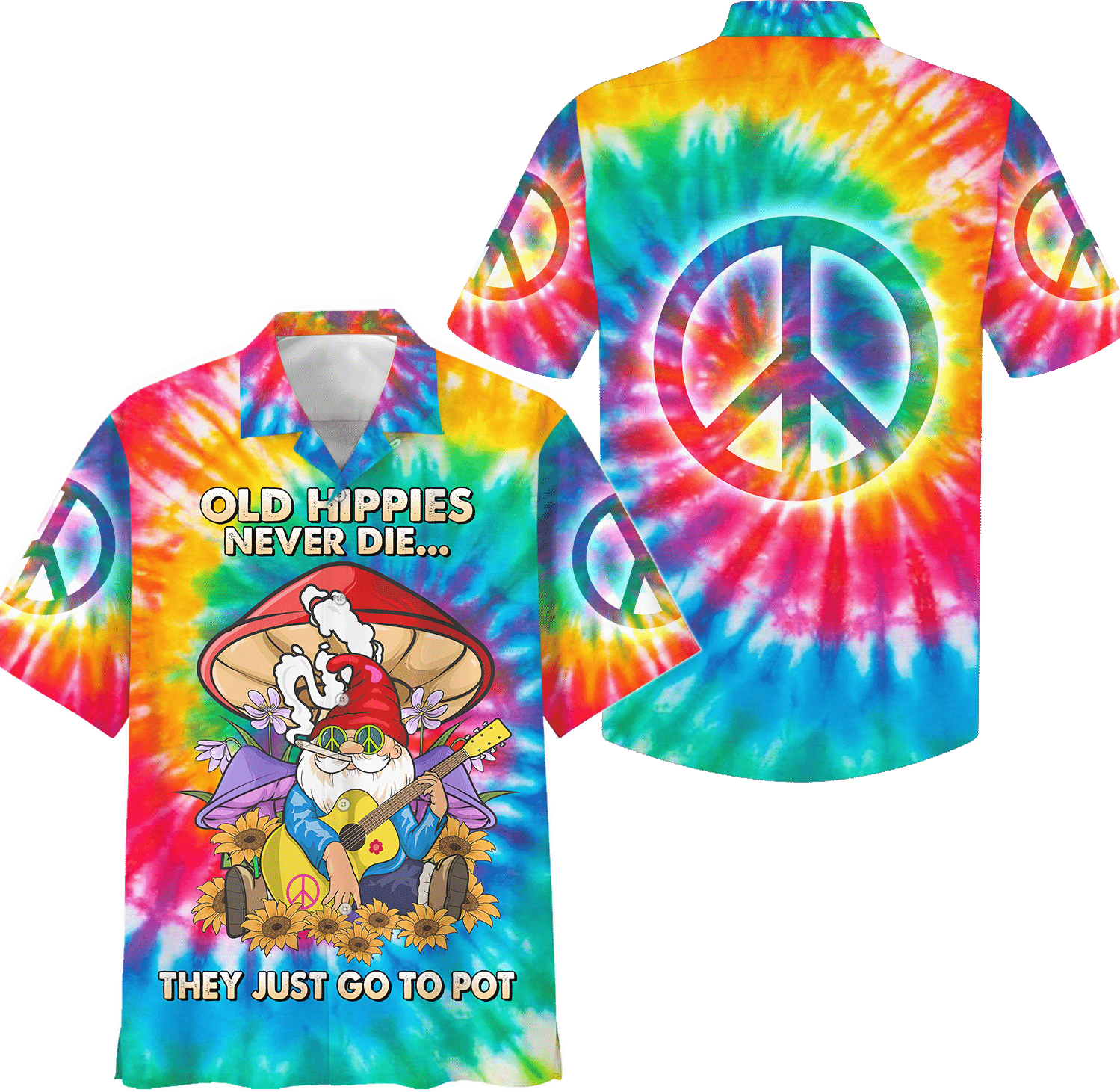 Hippie Hawaiian Shirt Retro Peace Love Beach Style NV-HIPPIE-15
