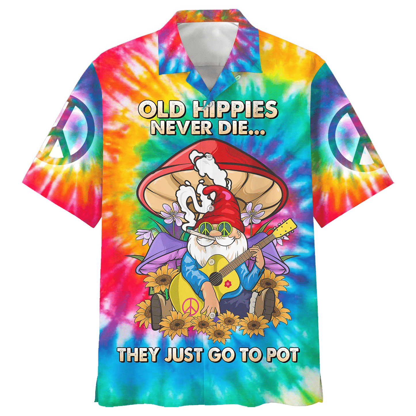 Hippie Hawaiian Shirt Retro Peace Love Beach Style NV-HIPPIE-15