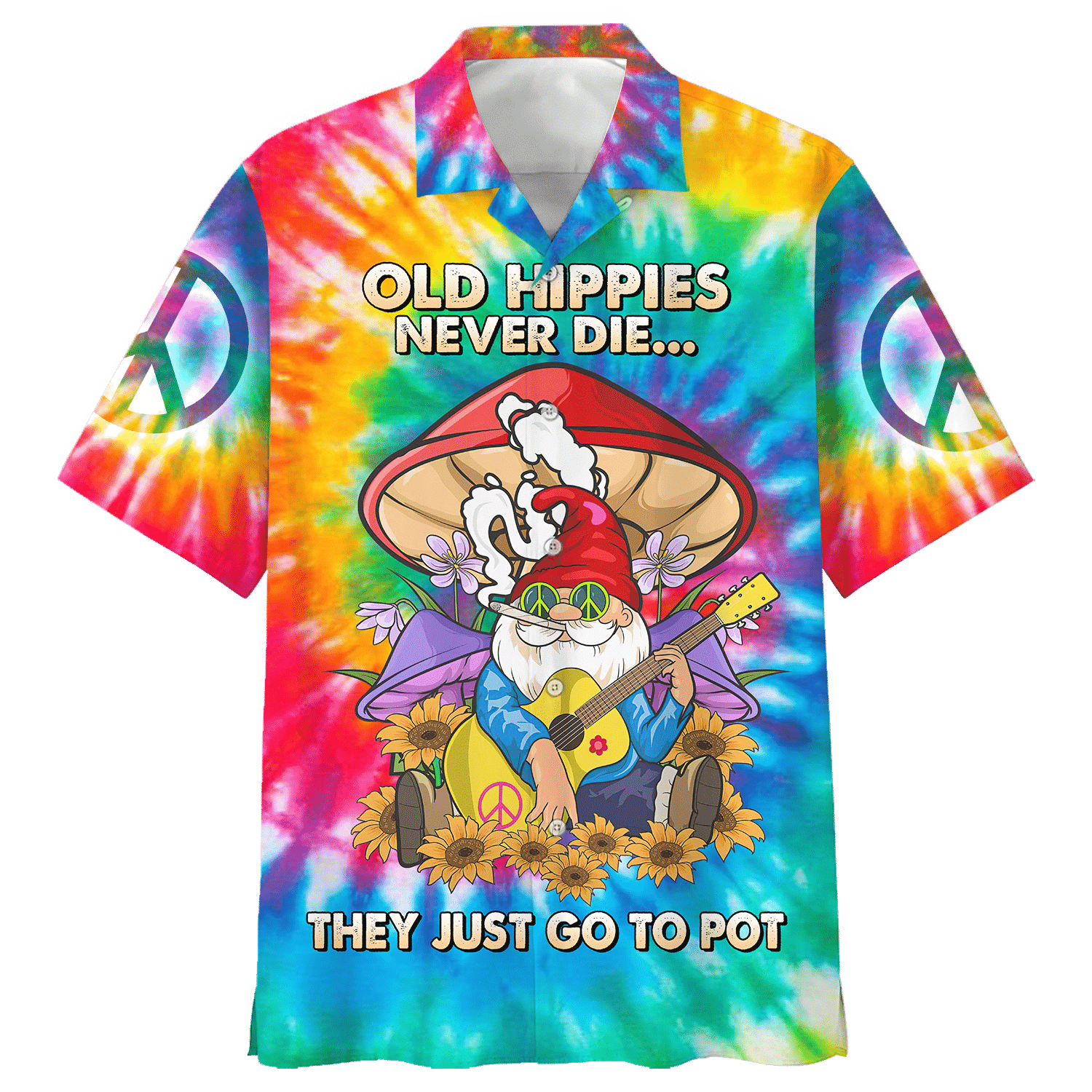 Hippie Hawaiian Shirt Retro Peace Love Beach Style NV-HIPPIE-15