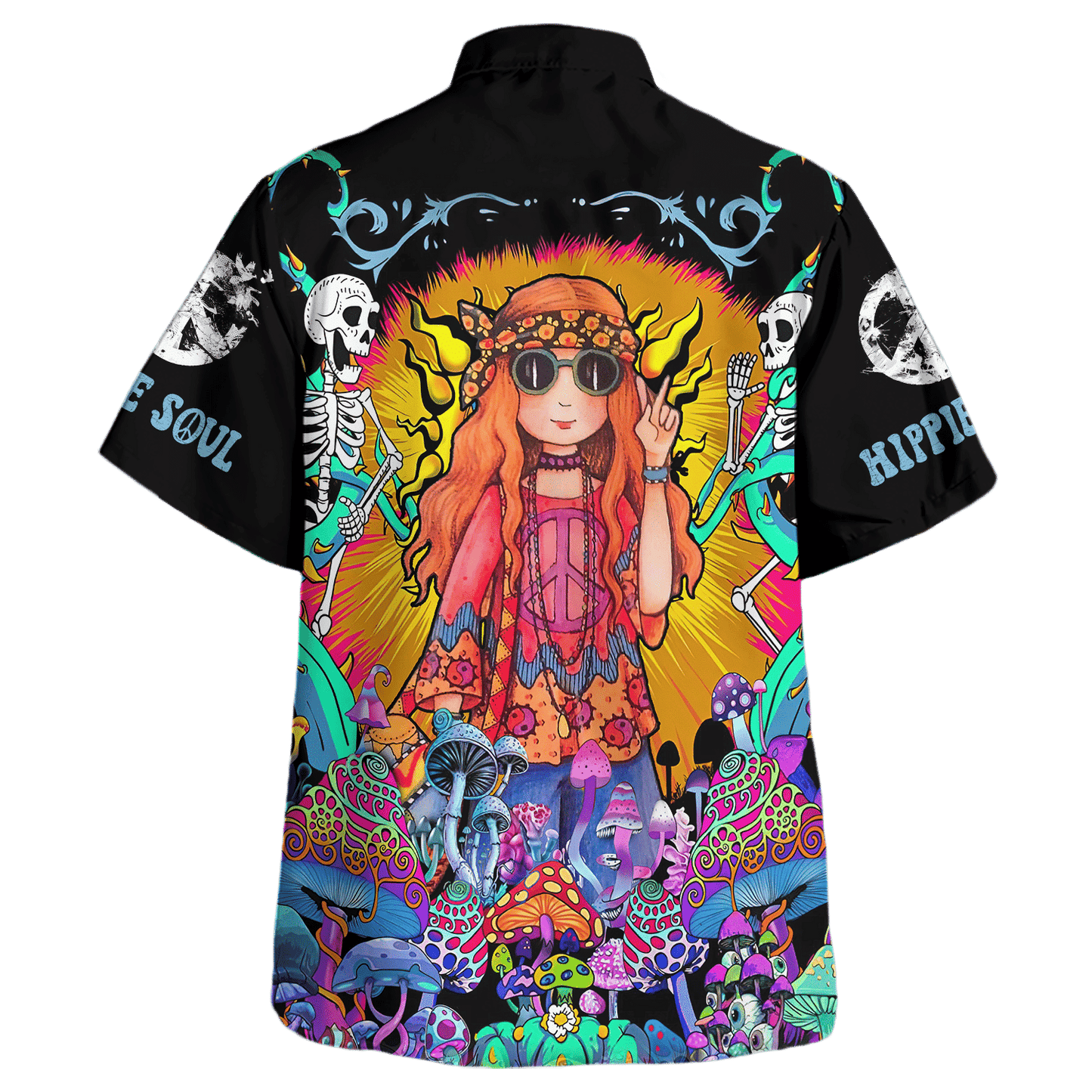 Hippie Hawaiian Shirt Groovy Peace Love Beach Style NV-HP-25