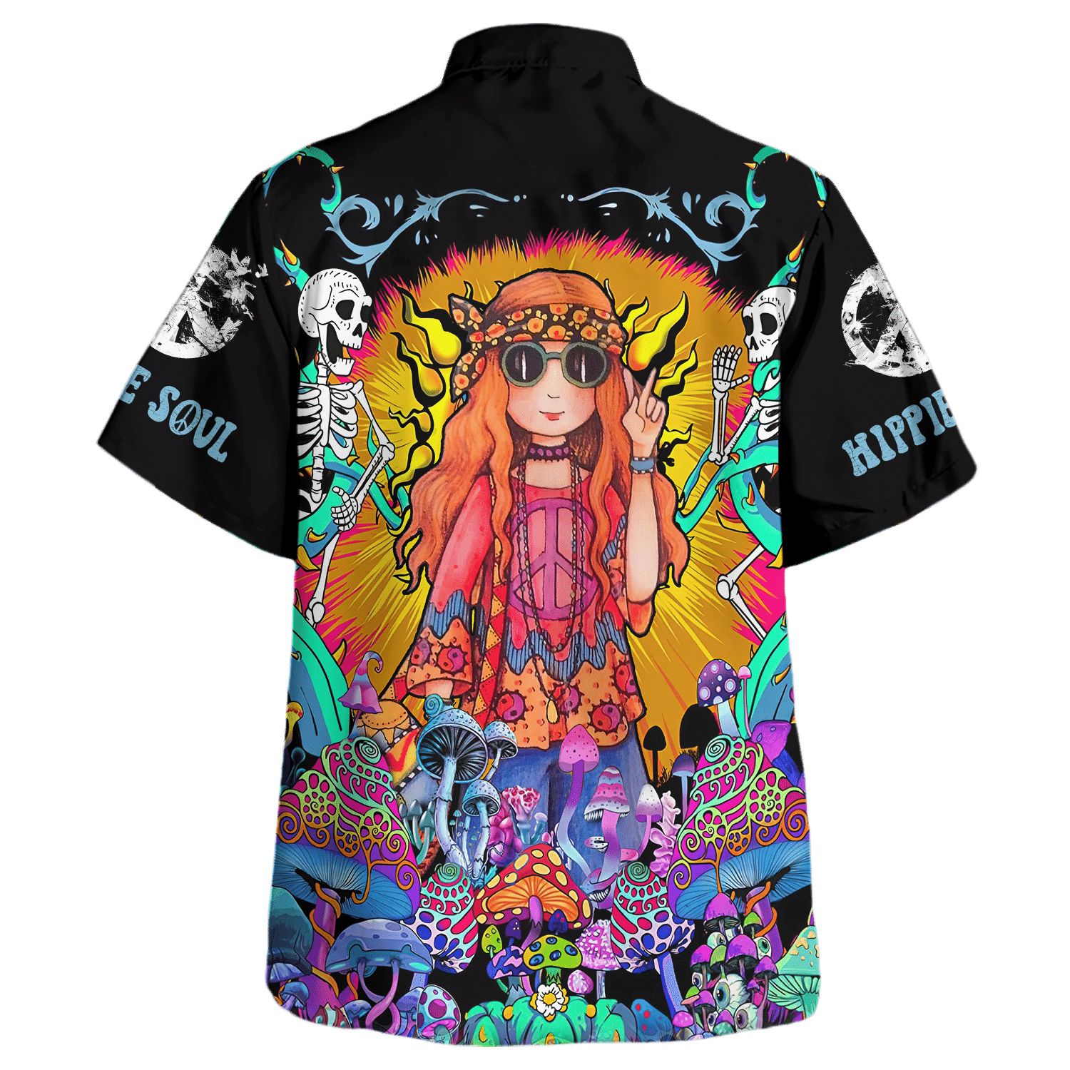 Hippie Hawaiian Shirt Groovy Peace Love Beach Style NV-HP-25