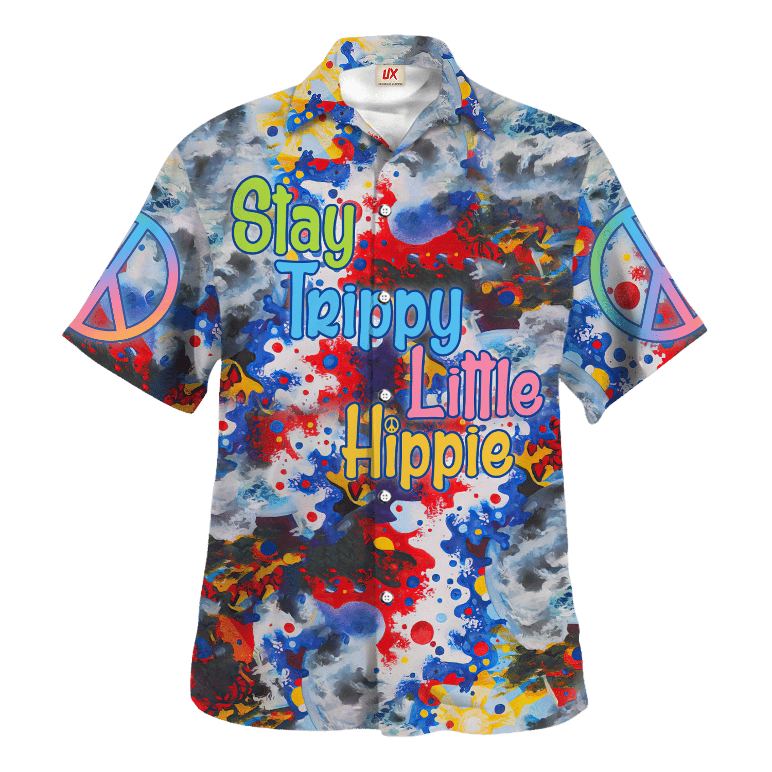 Hippie Hawaiian Shirt Vintage Psychedelic Festival Style HBL-HP-38