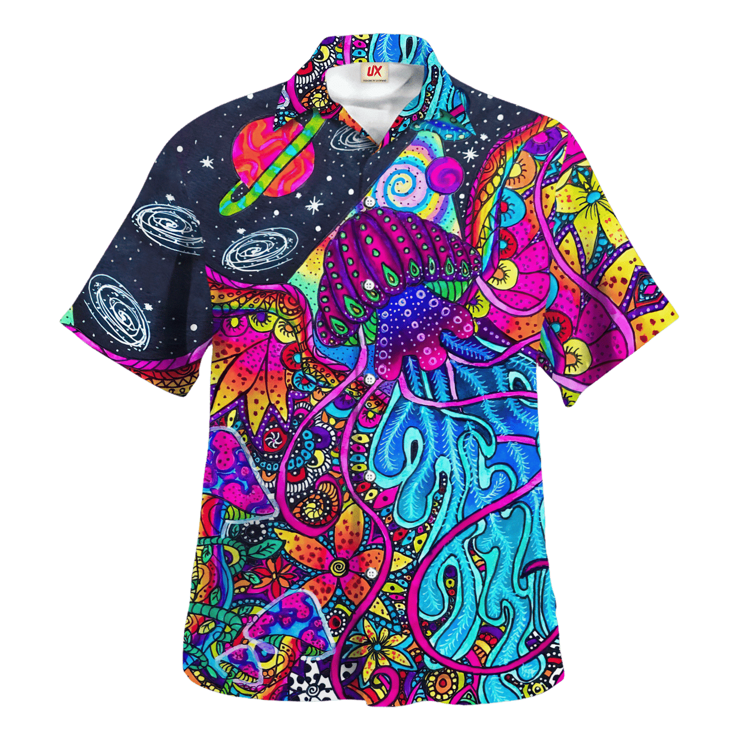 Hippie Hawaiian Shirt Groovy 70s Festival Style HBL-HP-40