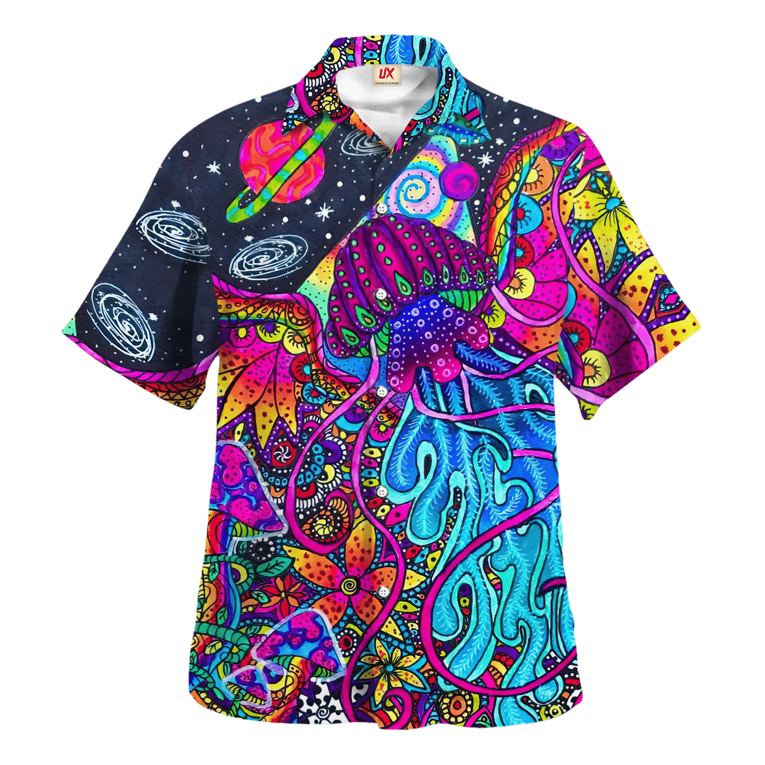Hippie Hawaiian Shirt Groovy 70s Festival Style HBL-HP-40