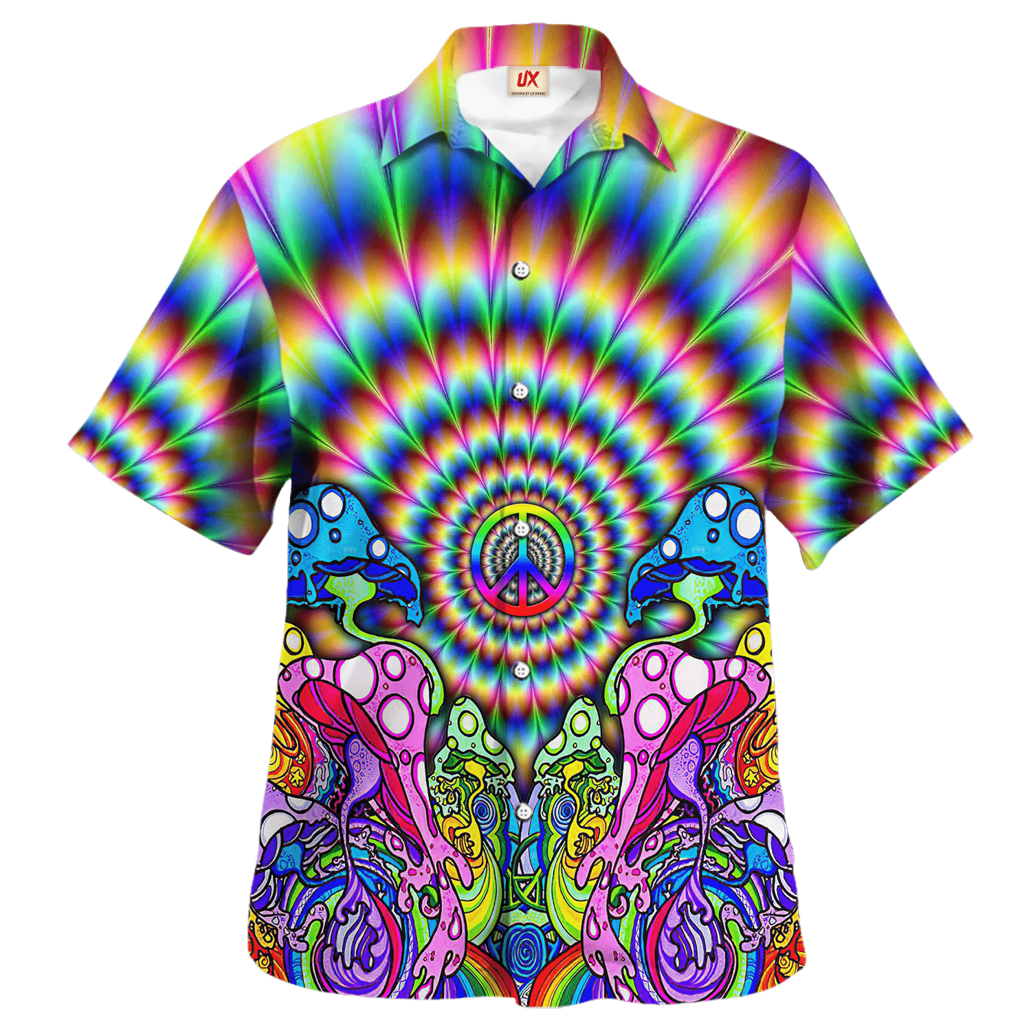 Hippie Hawaiian Shirt Psychedelic Beach Party Style NV-HP-34