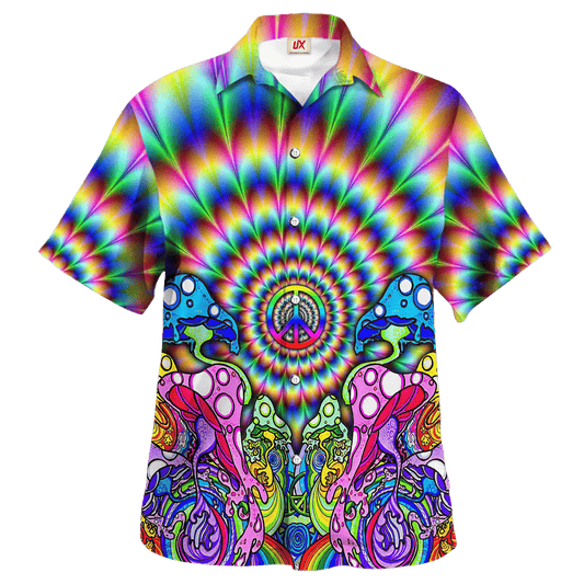 Hippie Hawaiian Shirt Psychedelic Beach Party Style NV-HP-34