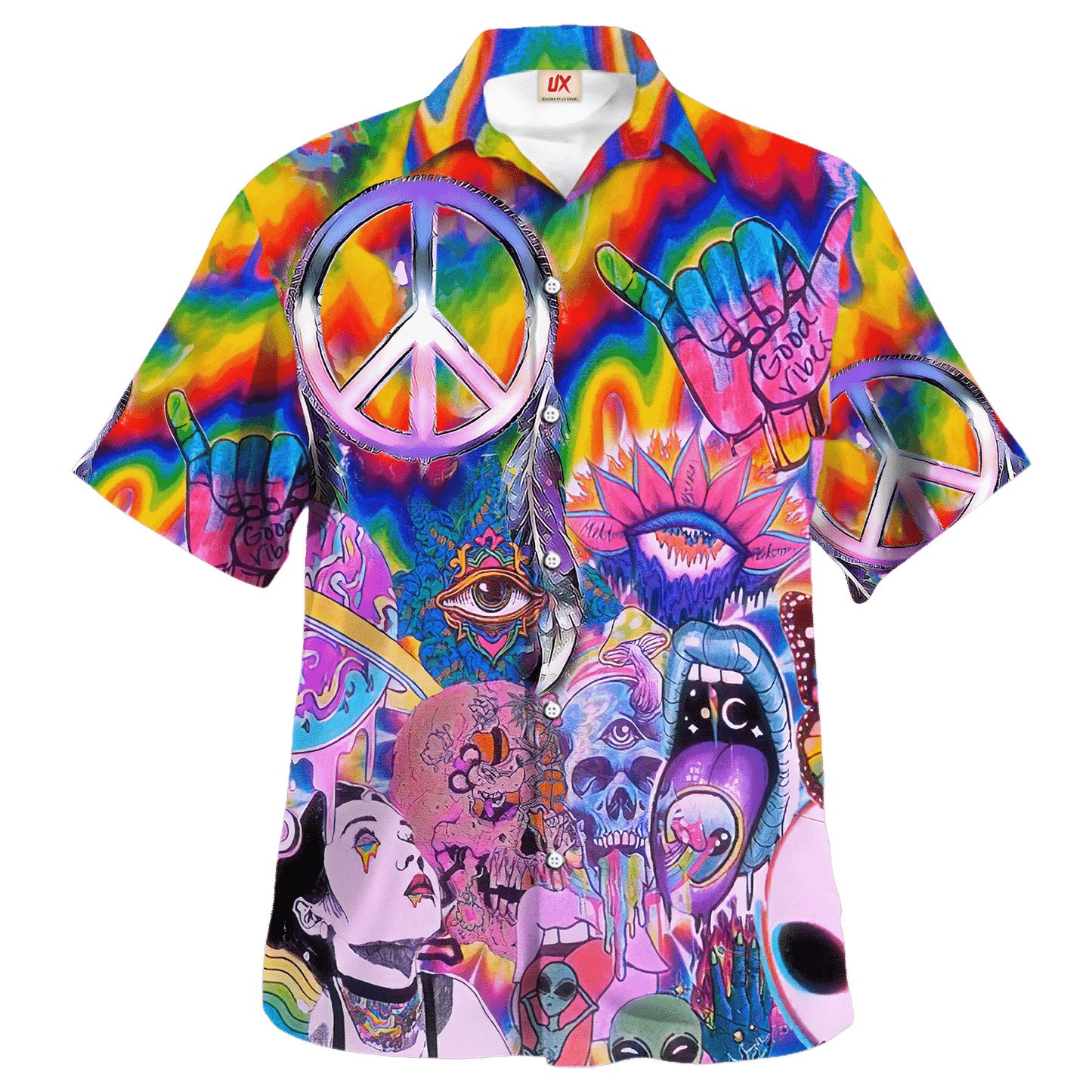 Hippie Hawaiian Shirt Groovy Summer Vacation Style NV-HP-36