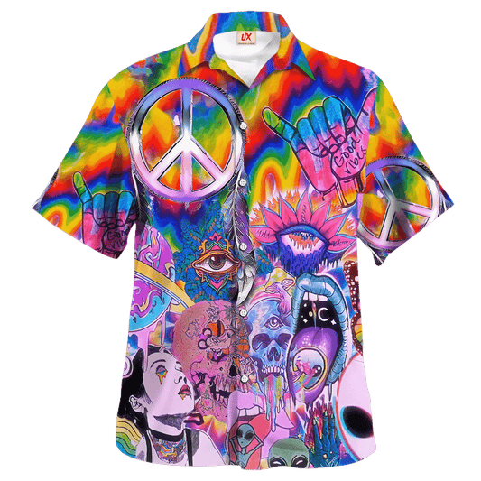 Hippie Hawaiian Shirt Groovy Summer Vacation Style NV-HP-36