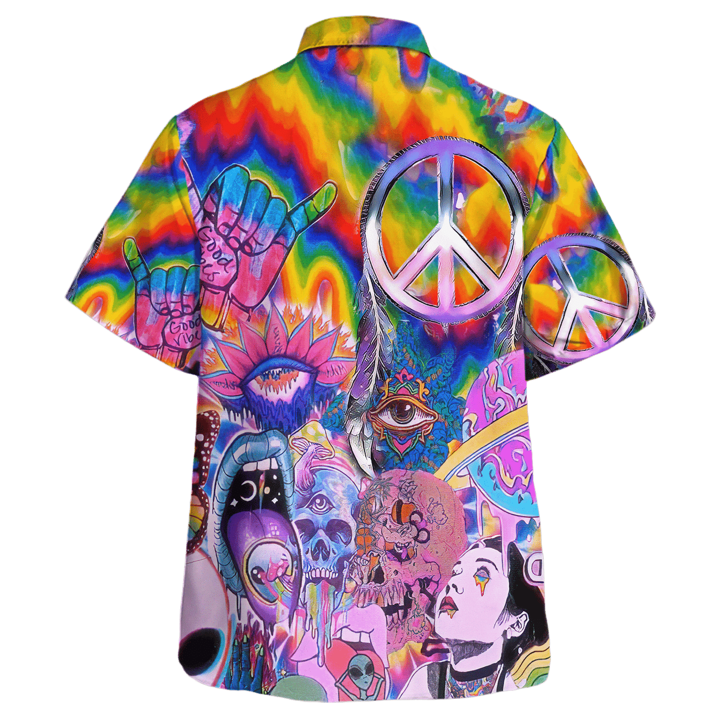 Hippie Hawaiian Shirt Groovy Summer Vacation Style NV-HP-36