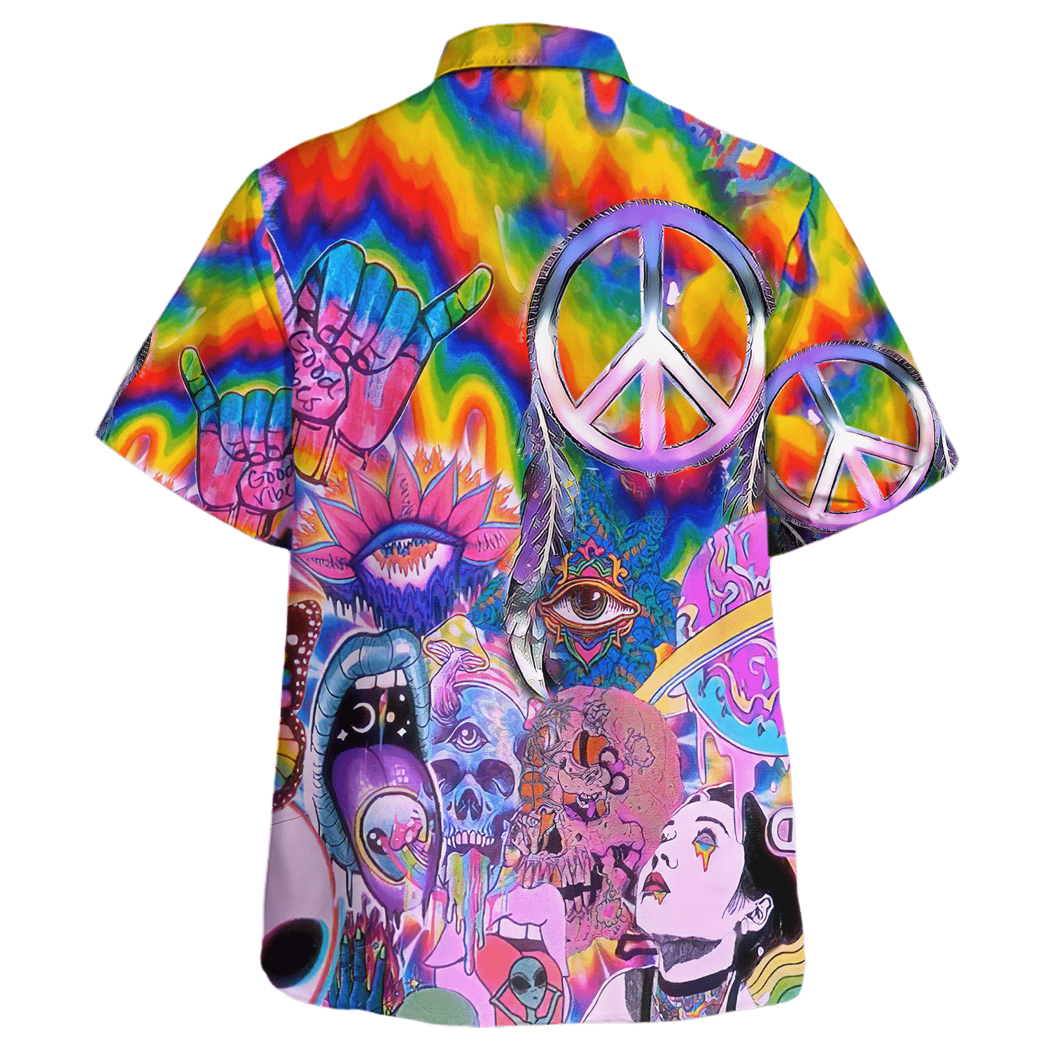 Hippie Hawaiian Shirt Groovy Summer Vacation Style NV-HP-36