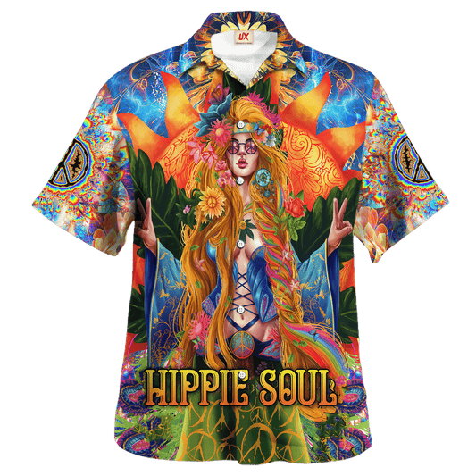 Hippie Hawaiian Shirt Vintage Peace Love Beach Style NV-HP-37