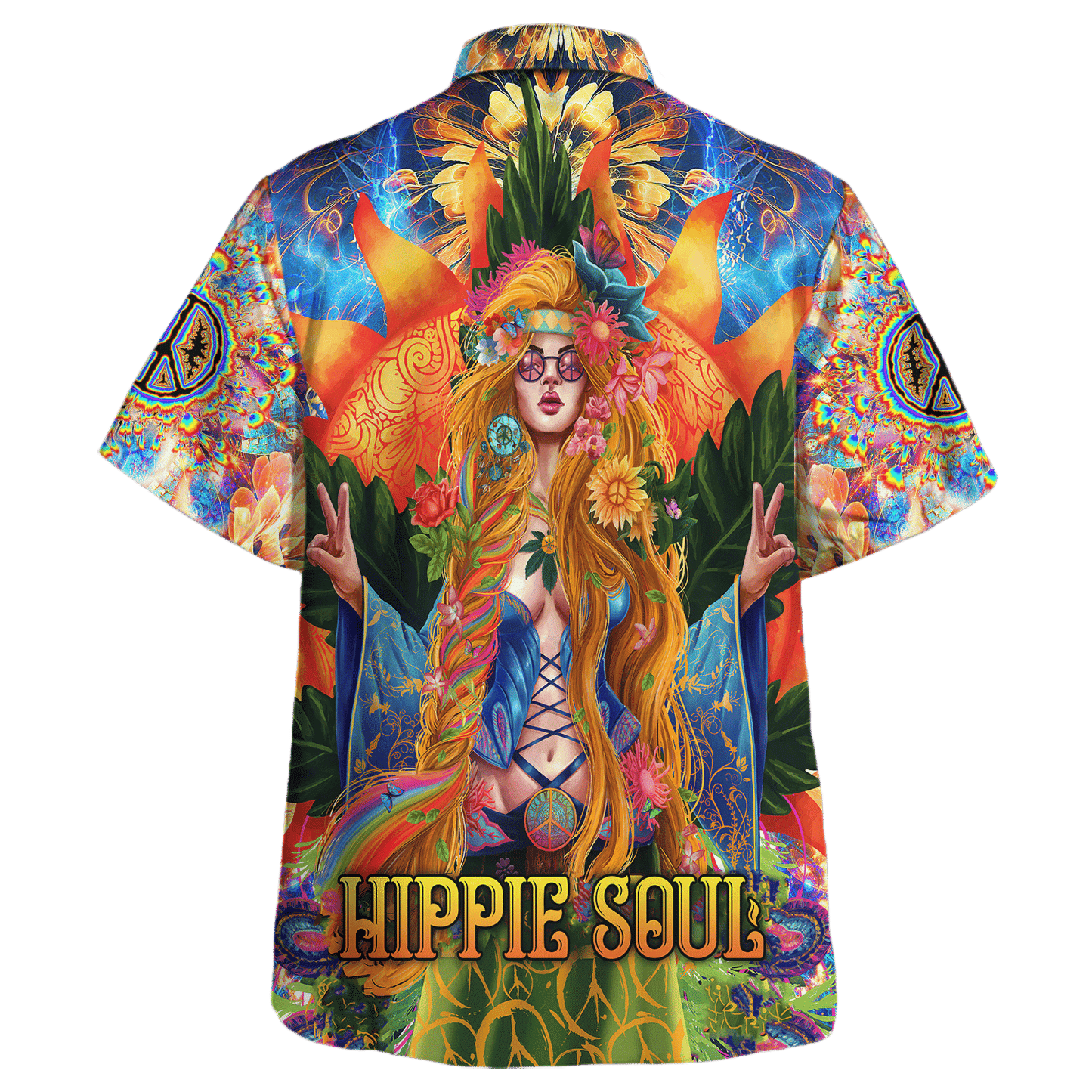 Hippie Hawaiian Shirt Vintage Peace Love Beach Style NV-HP-37