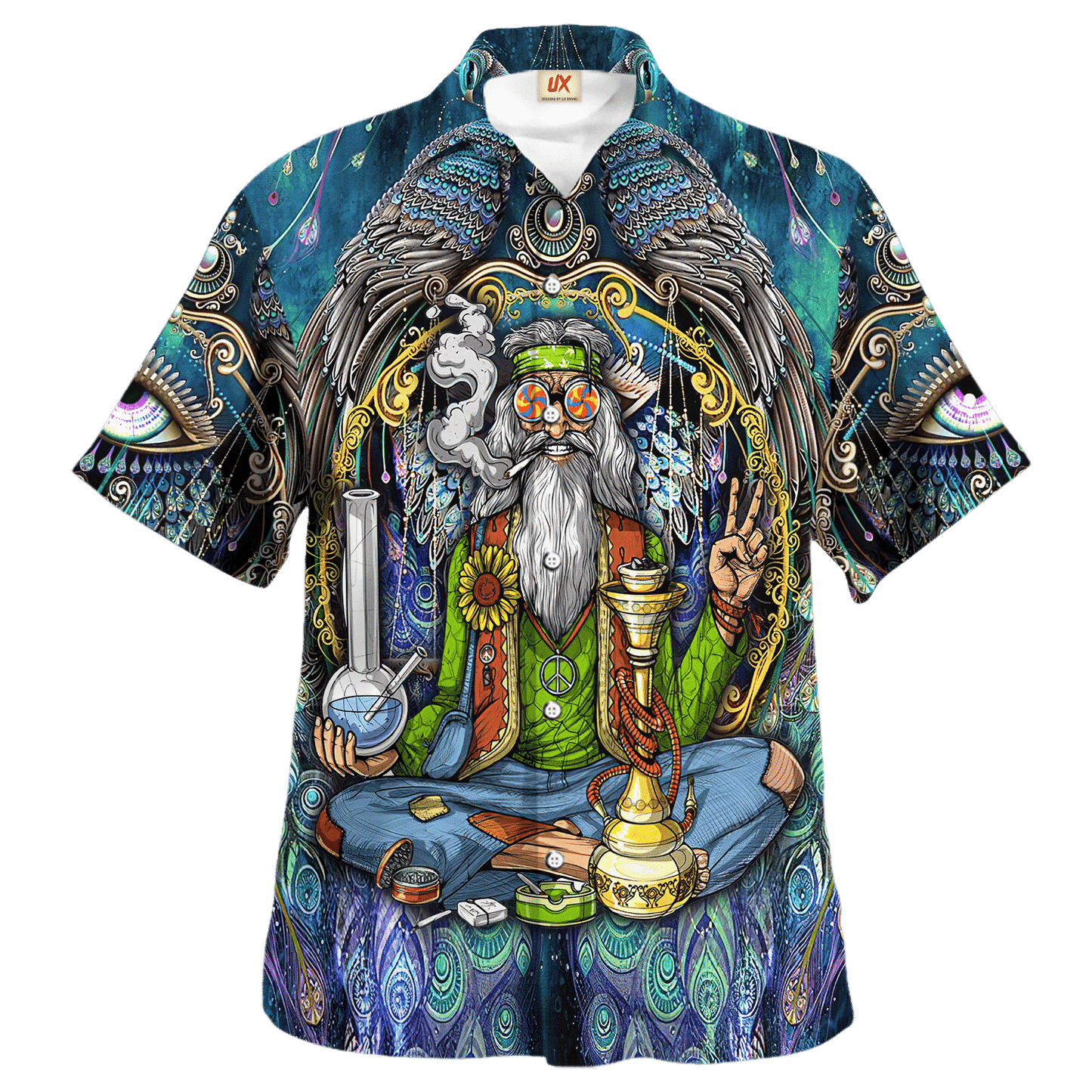 Hippie Hawaiian Shirt Retro 70s Summer Festival Style NV-HP-38