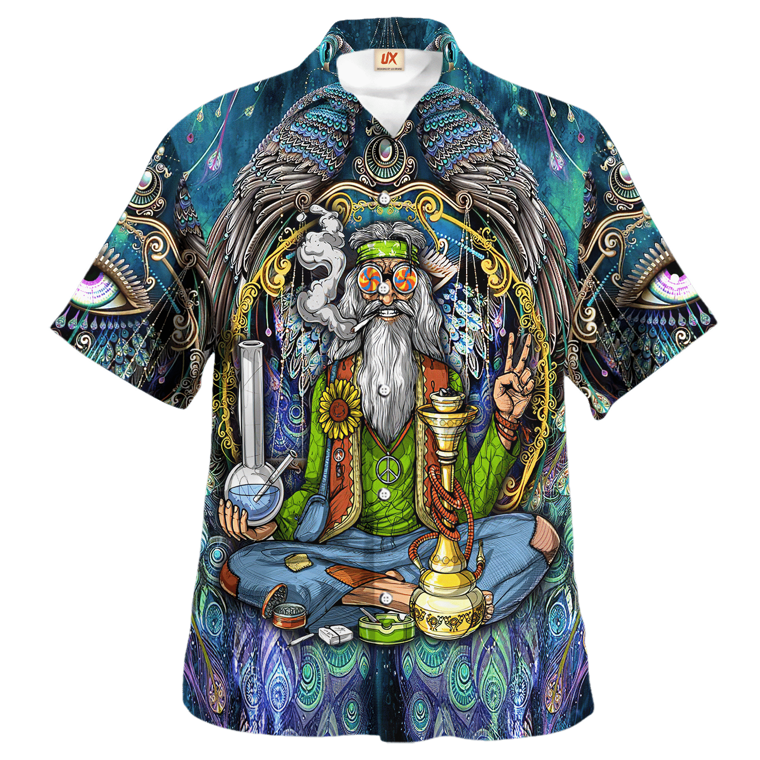 Hippie Hawaiian Shirt Retro 70s Summer Festival Style NV-HP-38