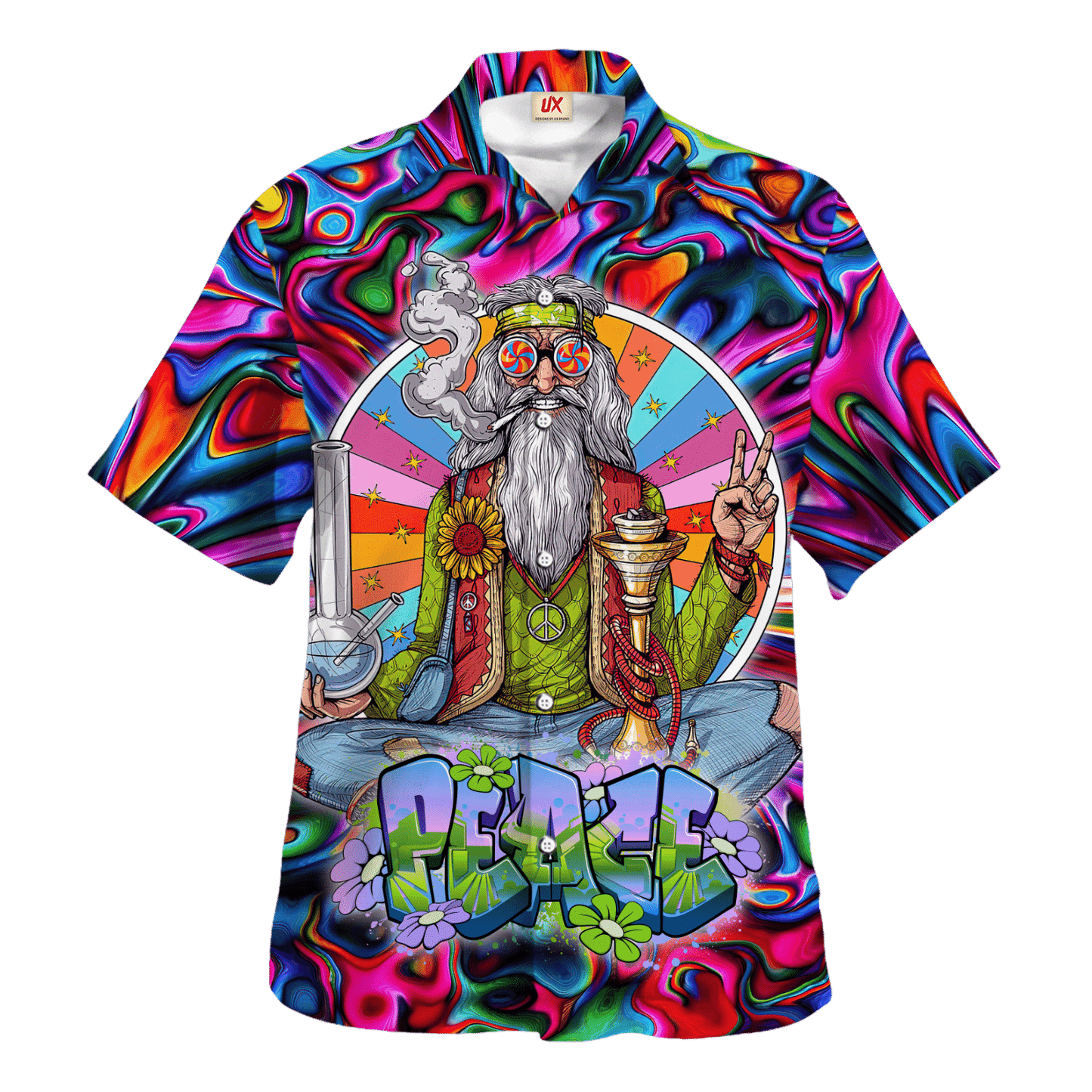 Hippie Hawaiian Shirt Groovy Retro Summer Party Style HBL-HP-41