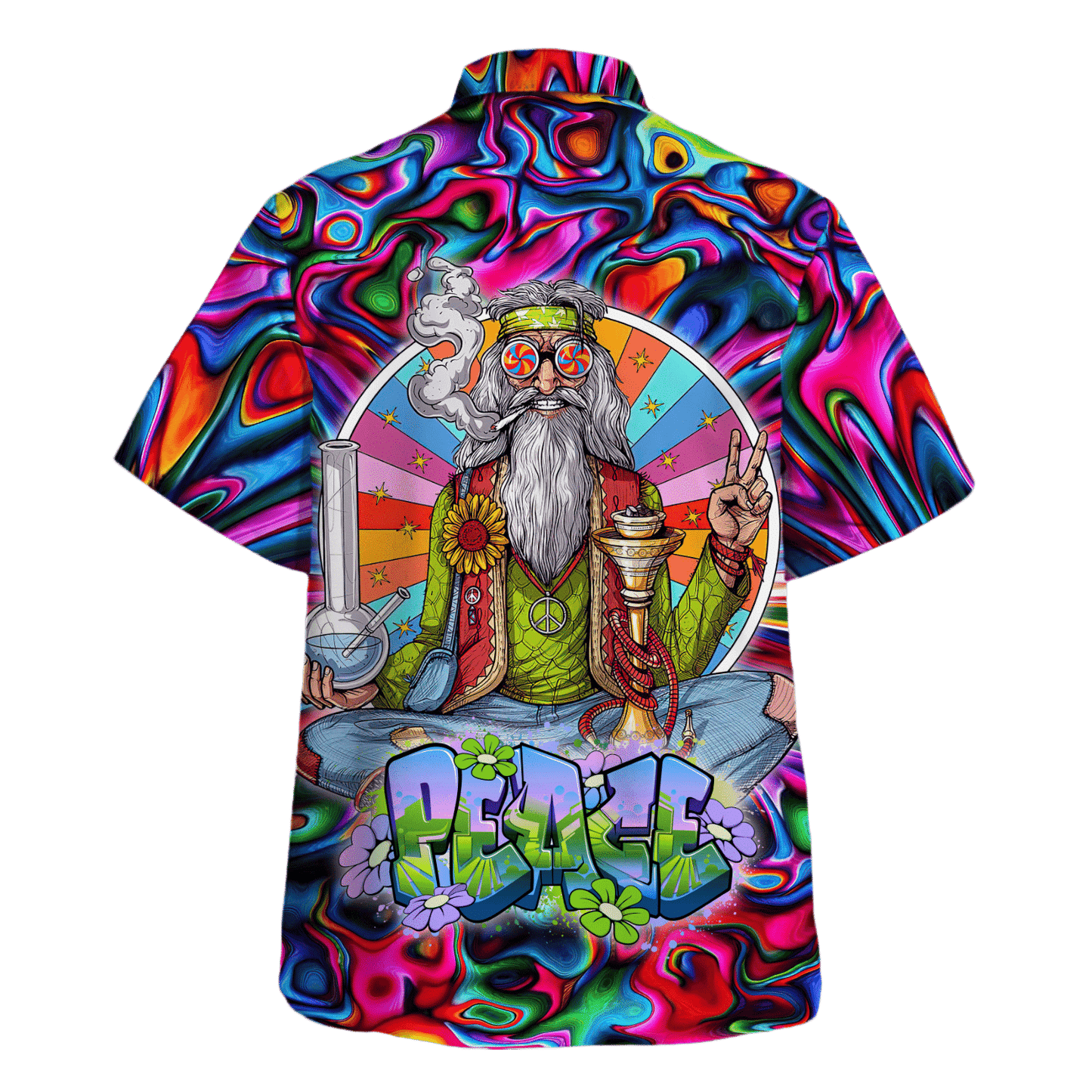 Hippie Hawaiian Shirt Groovy Retro Summer Party Style HBL-HP-41