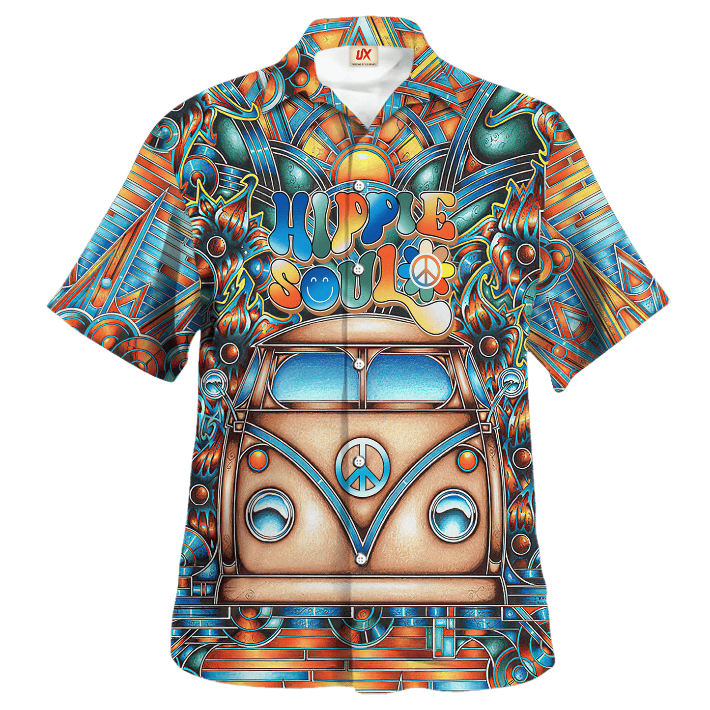 Hippie Hawaiian Shirt Retro Peace Sign Summer Style NV-HP-49