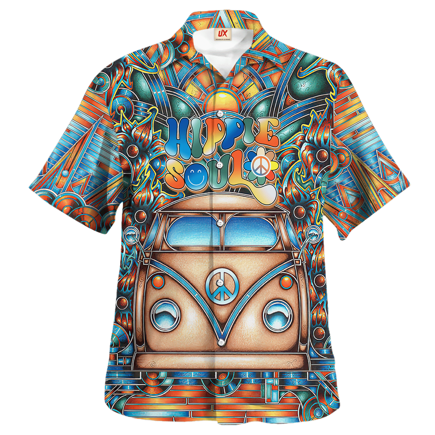 Hippie Hawaiian Shirt Retro Peace Sign Summer Style NV-HP-49
