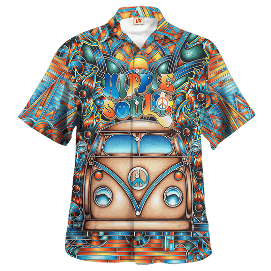 Hippie Hawaiian Shirt Retro Peace Sign Summer Style NV-HP-49