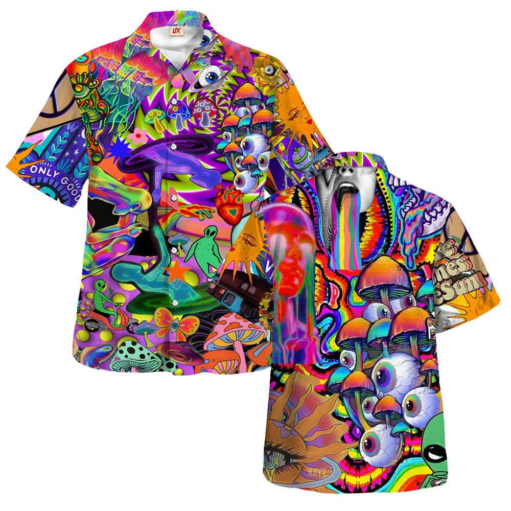 Hippie Hawaiian Shirt Groovy Beach Vacation Gift HBLTHI49