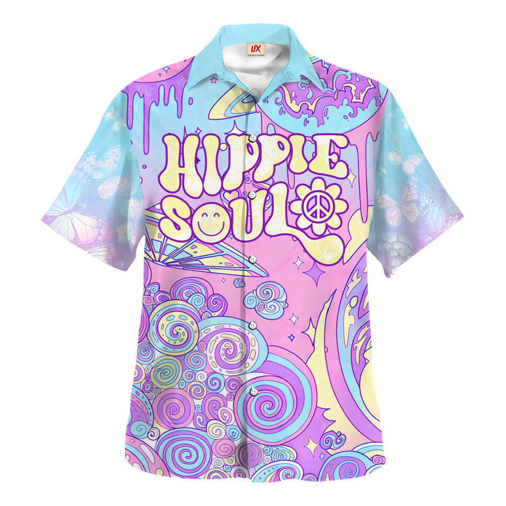 Hippie Hawaiian Shirt Groovy Retro Vacation Gift HBLTHI51