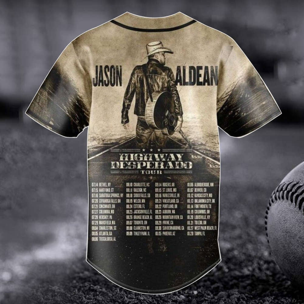 Jason Aldean Baseball Jersey: Highway Desperado Tour 3D Shirt Aldean Team Gift
