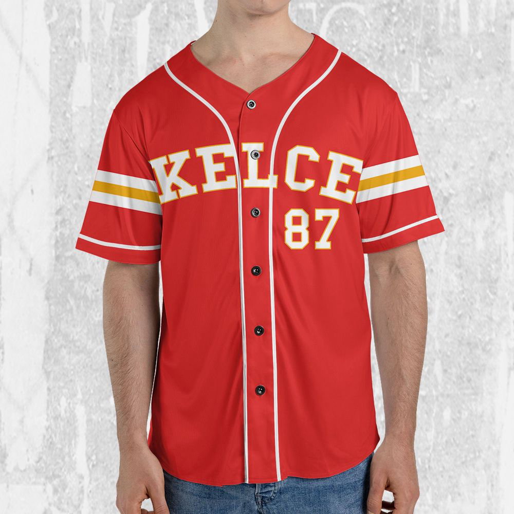 Personalize Travis Kelce Baseball Jersey Red Jersey - lylyprint.com