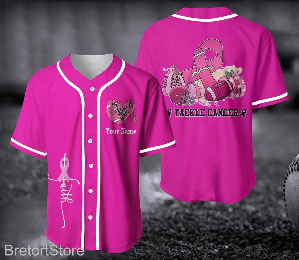 Custom Name Breast Cancer Baseball Jersey For Men Women - lylyprint.com