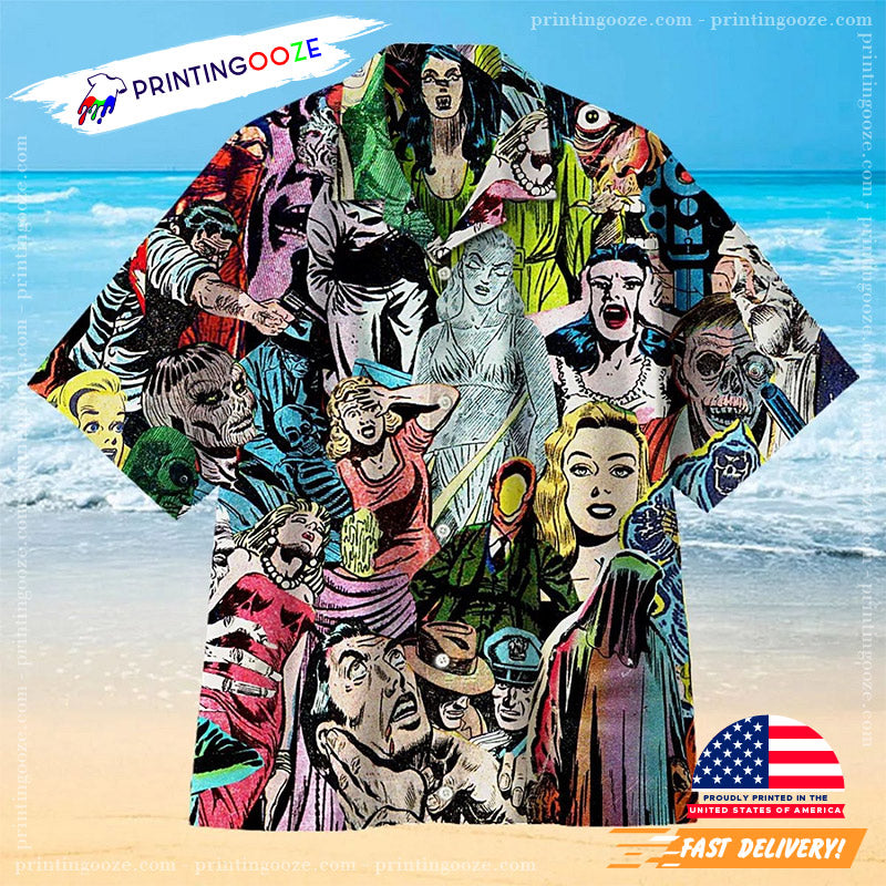1950’s Horror Comics Collage Hawaiian Shirt