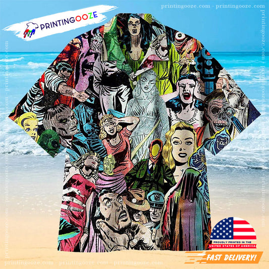 1950’s Horror Comics Collage Hawaiian Shirt