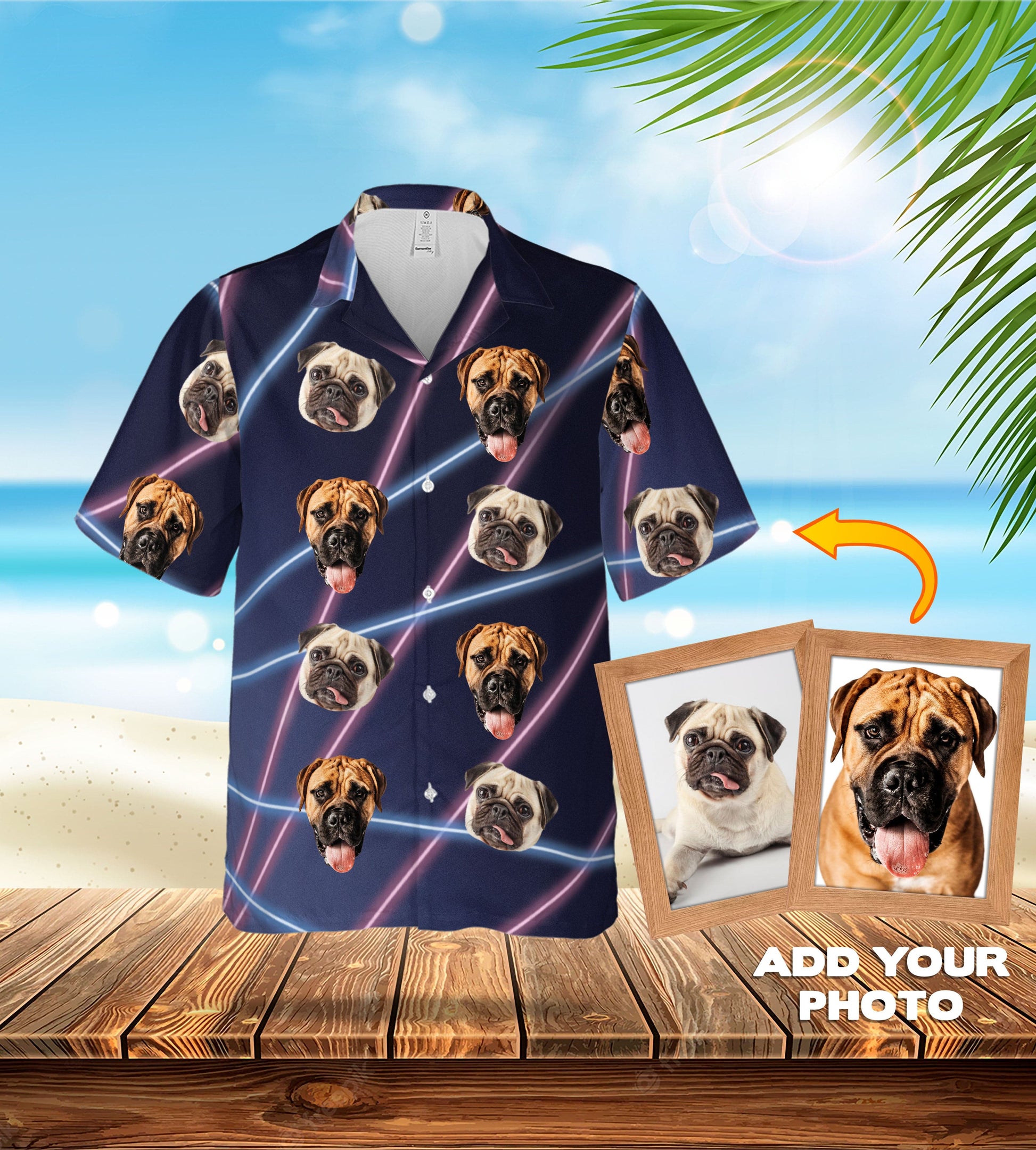Custom Hawaiian Shirt (1980's Lazer Portrait: 1-4 Pets)