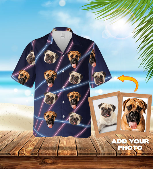 Custom Hawaiian Shirt (1980's Lazer Portrait: 1-4 Pets)