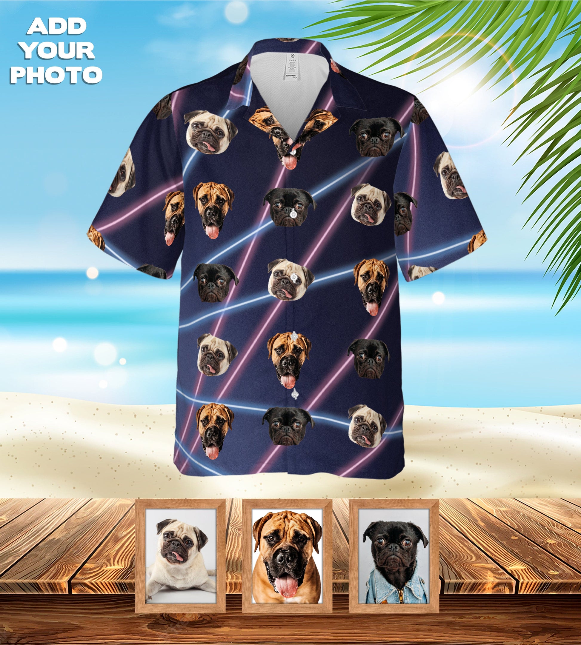 Custom Hawaiian Shirt (1980's Lazer Portrait: 1-4 Pets)