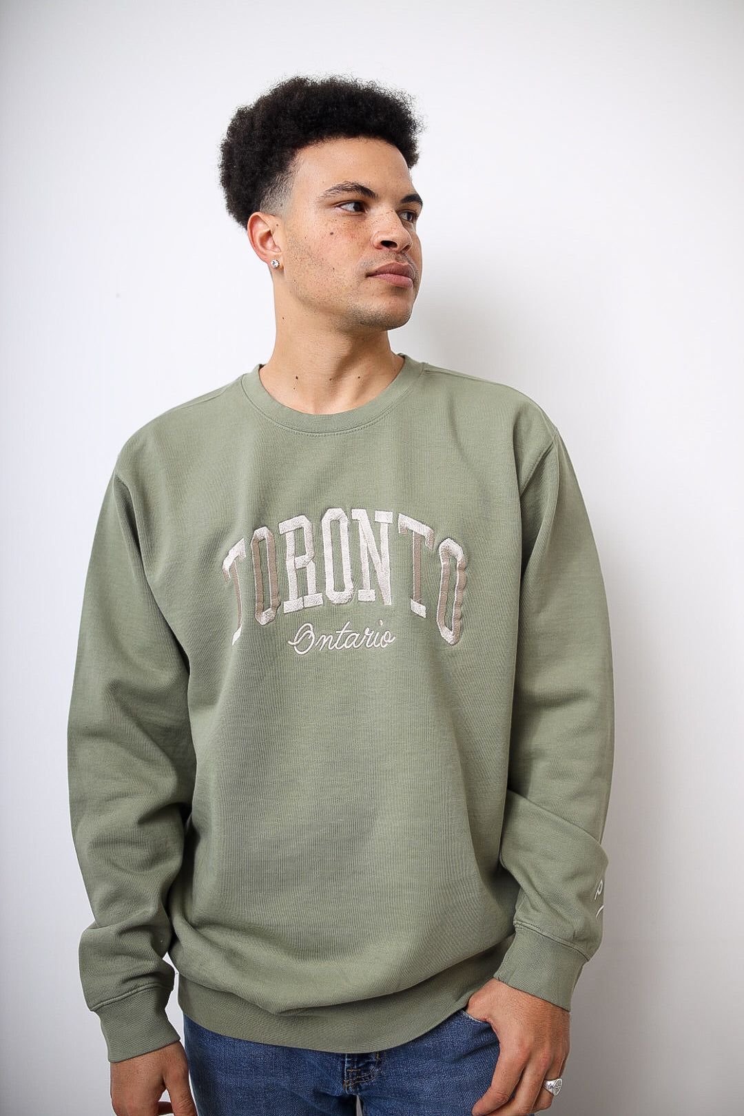 Toronto Tourist Pigment Dye Crewneck - Sage Green