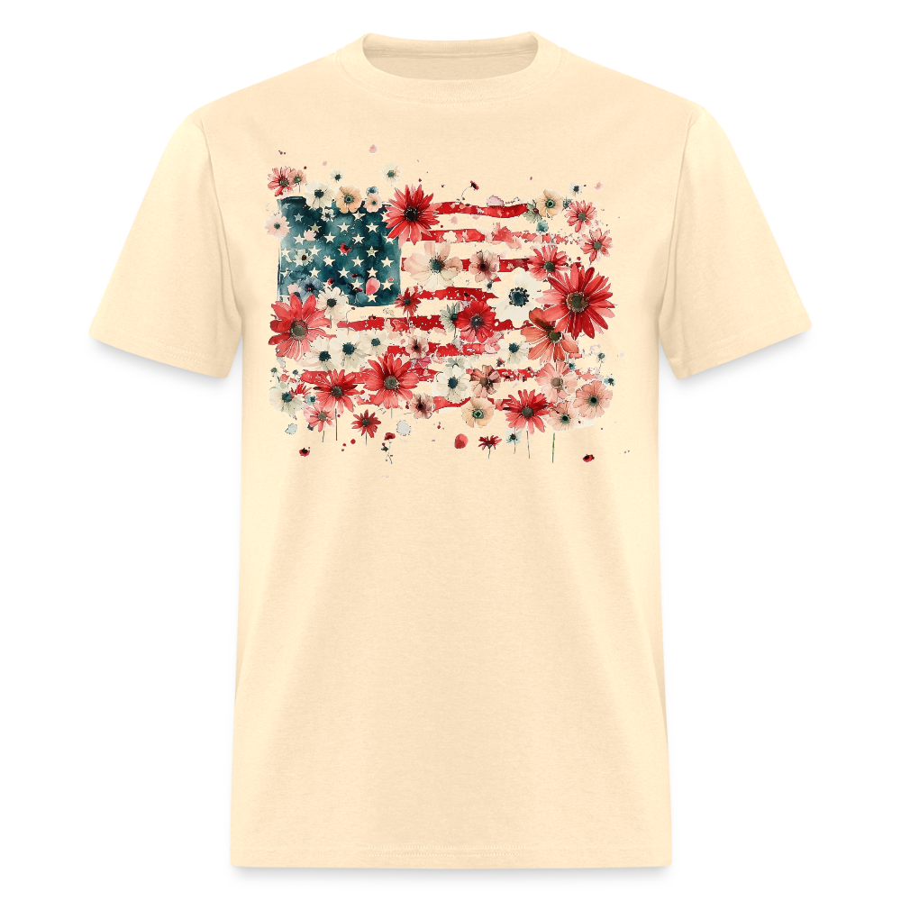 Floral American Flag T Shirt