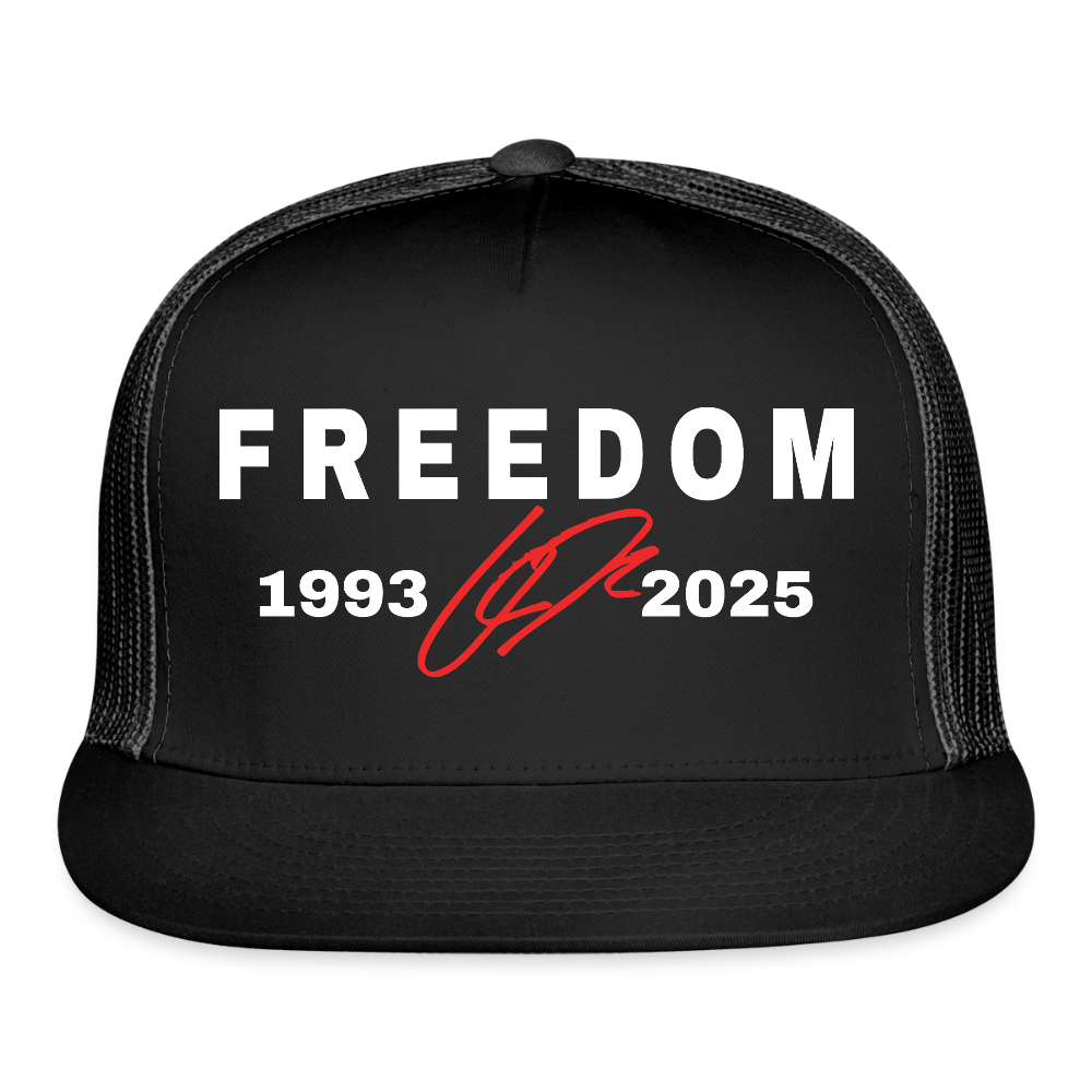 Freedom Charlie Kirk 1993-2025 Black Trucker Hat
