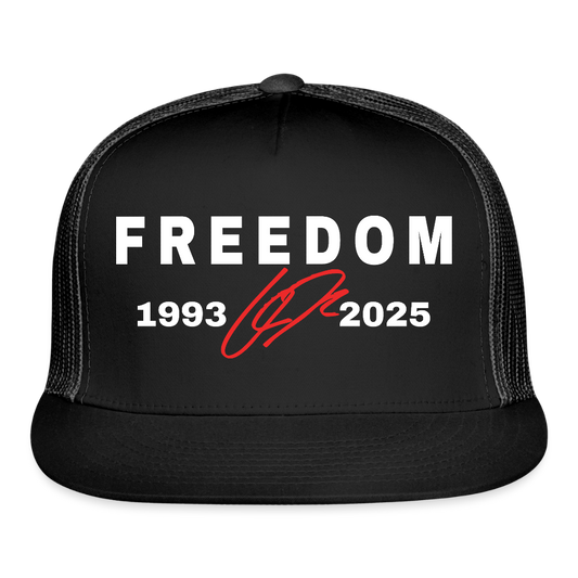 Freedom Charlie Kirk 1993-2025 Black Trucker Hat