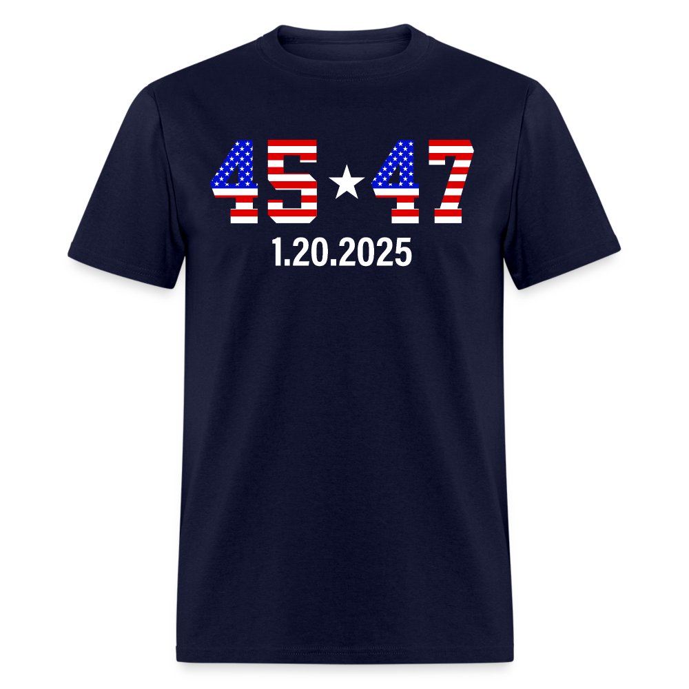 Inauguration Day 2025 45 47 American Flag White Star T Shirt