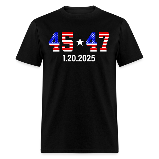 Inauguration Day 2025 45 47 American Flag White Star T Shirt