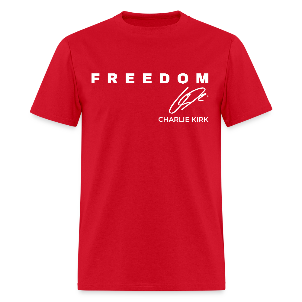 Freedom Signature Charlie Kirk Forever In Our Heart US Flag T Shirt