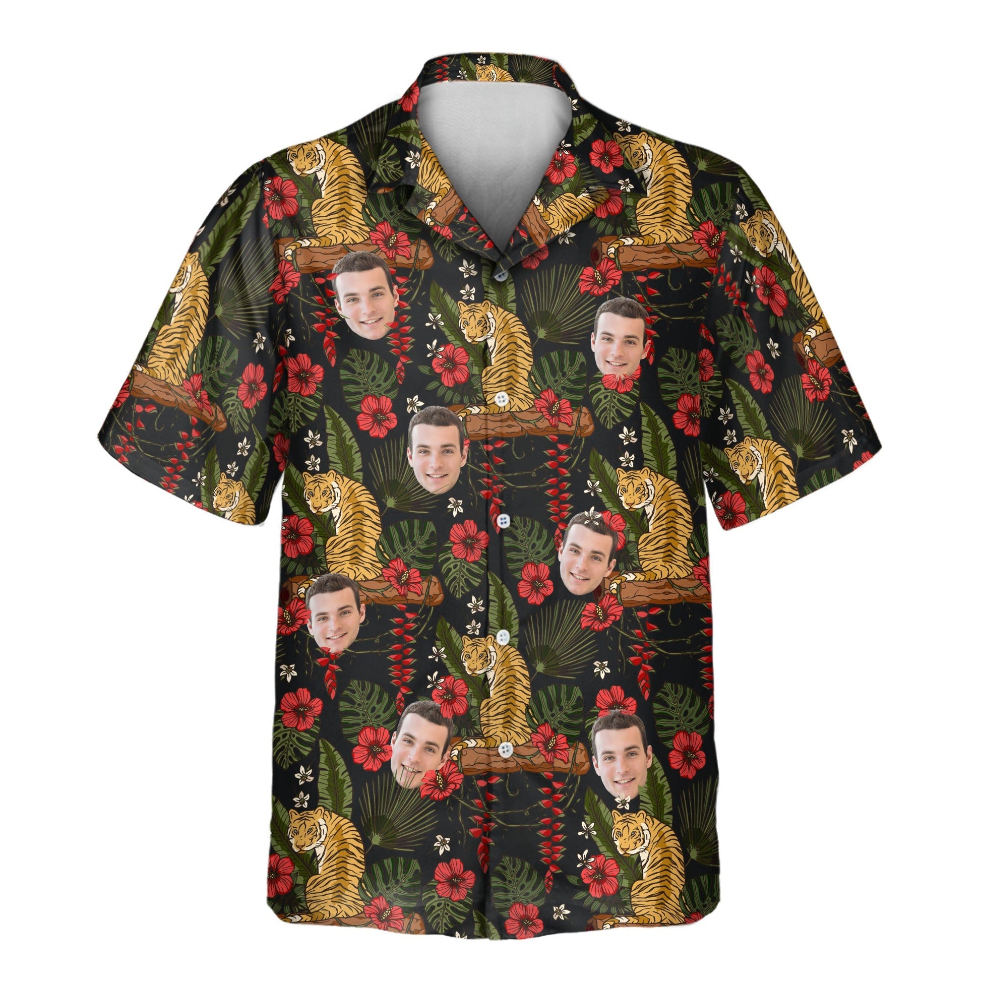 Majestic Jungle Tiger | Aloha Custom Hawaiian Shirts with Faces or Logos