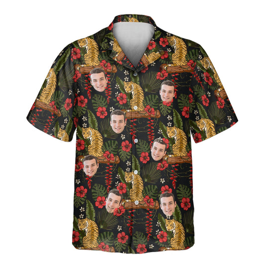 Majestic Jungle Tiger | Aloha Custom Hawaiian Shirts with Faces or Logos